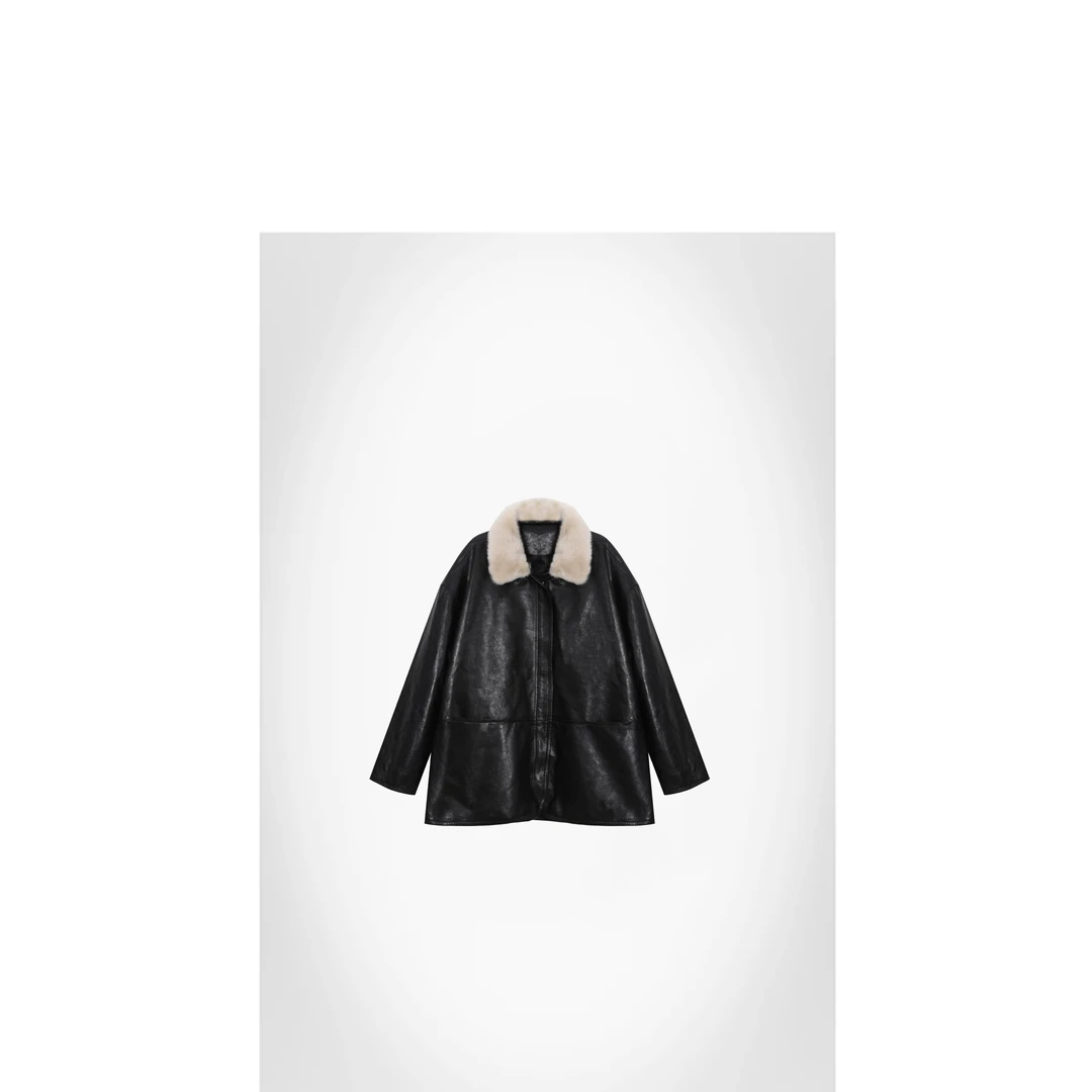 25冬水貂毛领真皮羊皮保暖90鹅绒服外套【100%羊皮】ACJS6081
