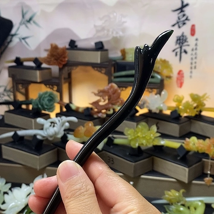 蛇纹石玉合金发饰