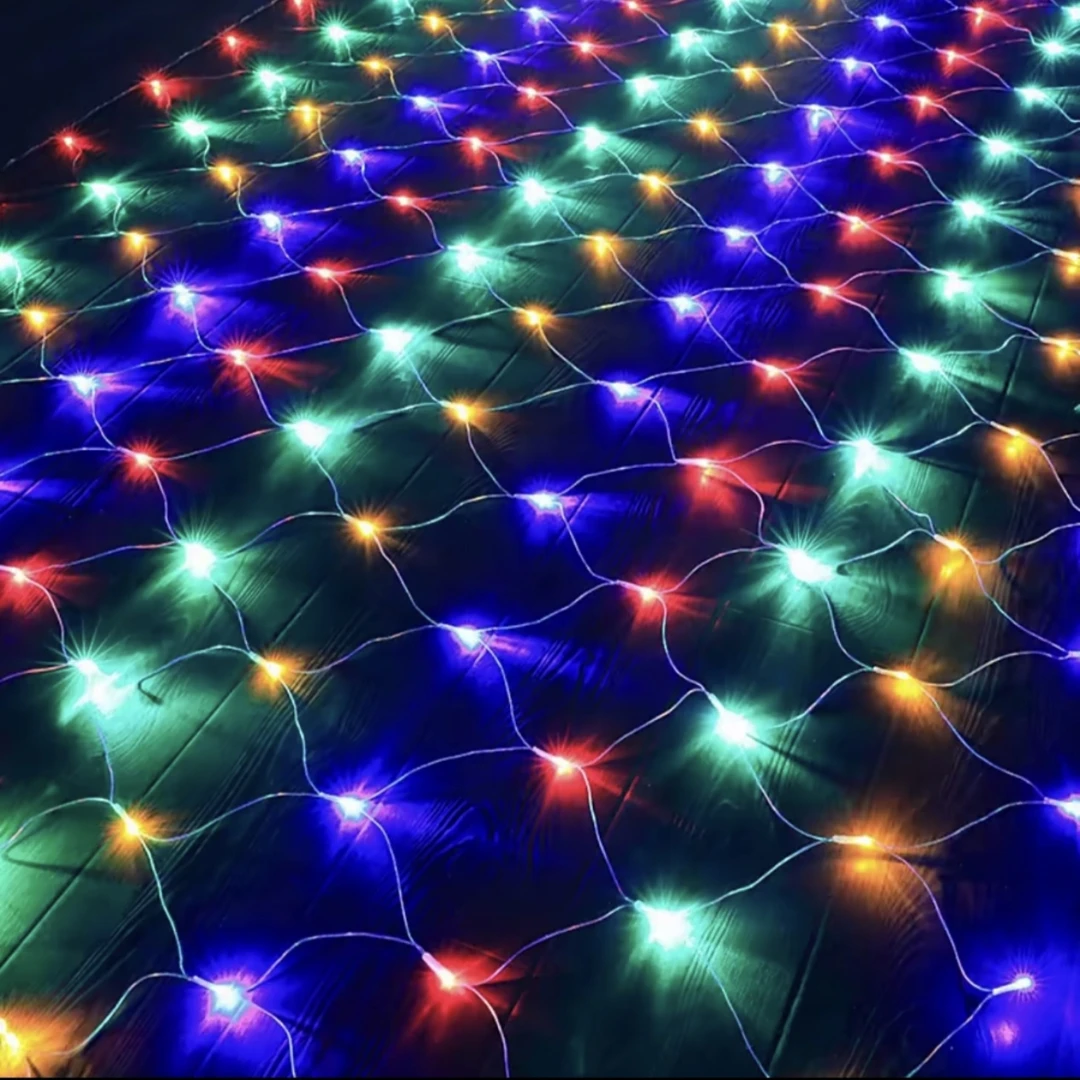 2026新款渔网灯大约3×2米彩色网灯户外防水防冻带尾插可多组串联