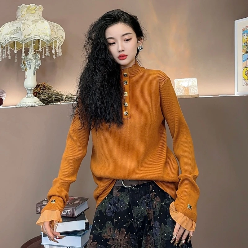 【亿火】高领毛厚款立领欧美风毛针织衫网红秋冬针织毛衣 G160-409