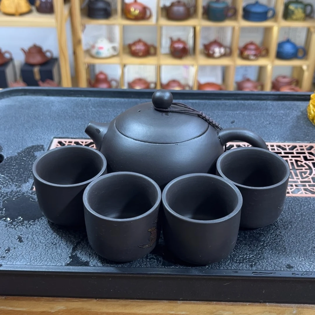 紫砂紫砂黑西施黑美人（一壶四杯）