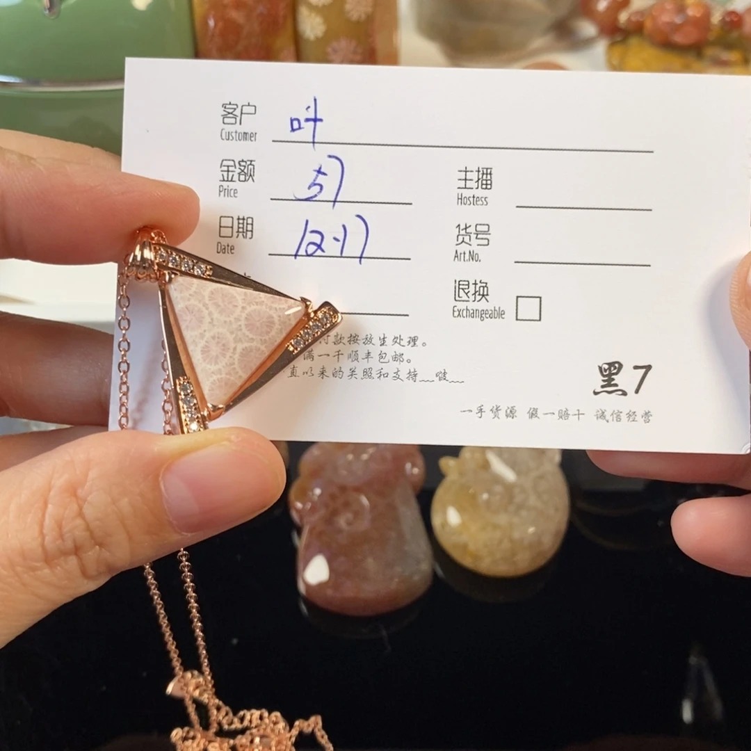 叶***梅硅化珊瑚（珊瑚玉）合金颈饰