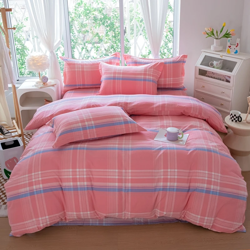 新款色织水洗棉纯棉四件套简约条纹床单被套被罩全棉亲肤不掉色