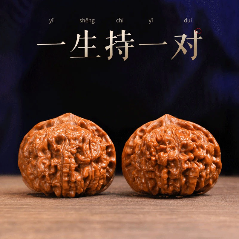 文玩四座楼狮子头手把件包浆官帽核桃古玩手玩王勇官帽麒麟纹男士