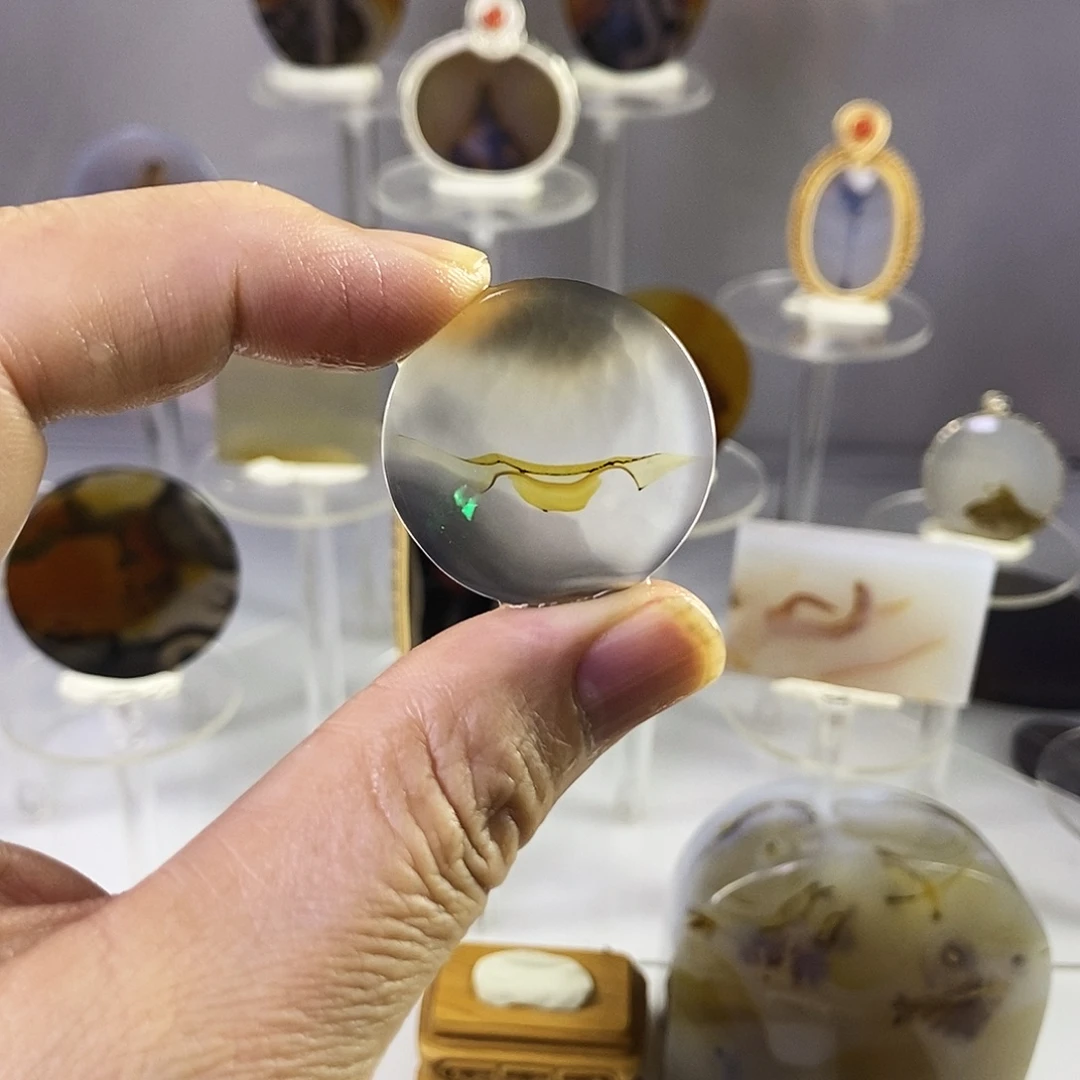 合成碳硅石非金属时尚图纹画面石饰品