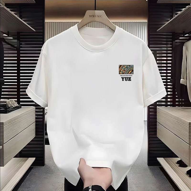 美式痞帅短袖t恤男百搭夏季白小t纯棉男款100%全棉圆领潮牌上衣服