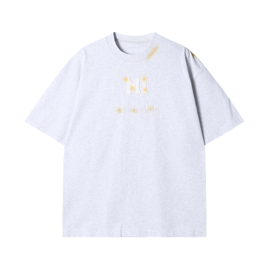 早春新款时尚个性韩版刺绣字母磨毛圆领短袖T恤百搭情侣套头上衣