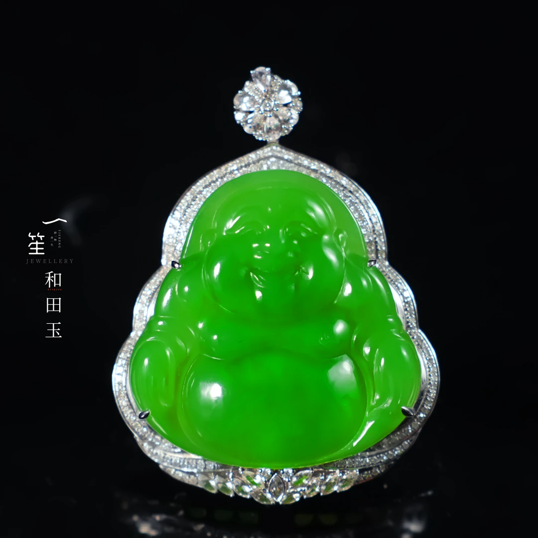 【一笙 · 臻藏】传世级和田玉高色A6苹果绿佛公吊坠  YS23423