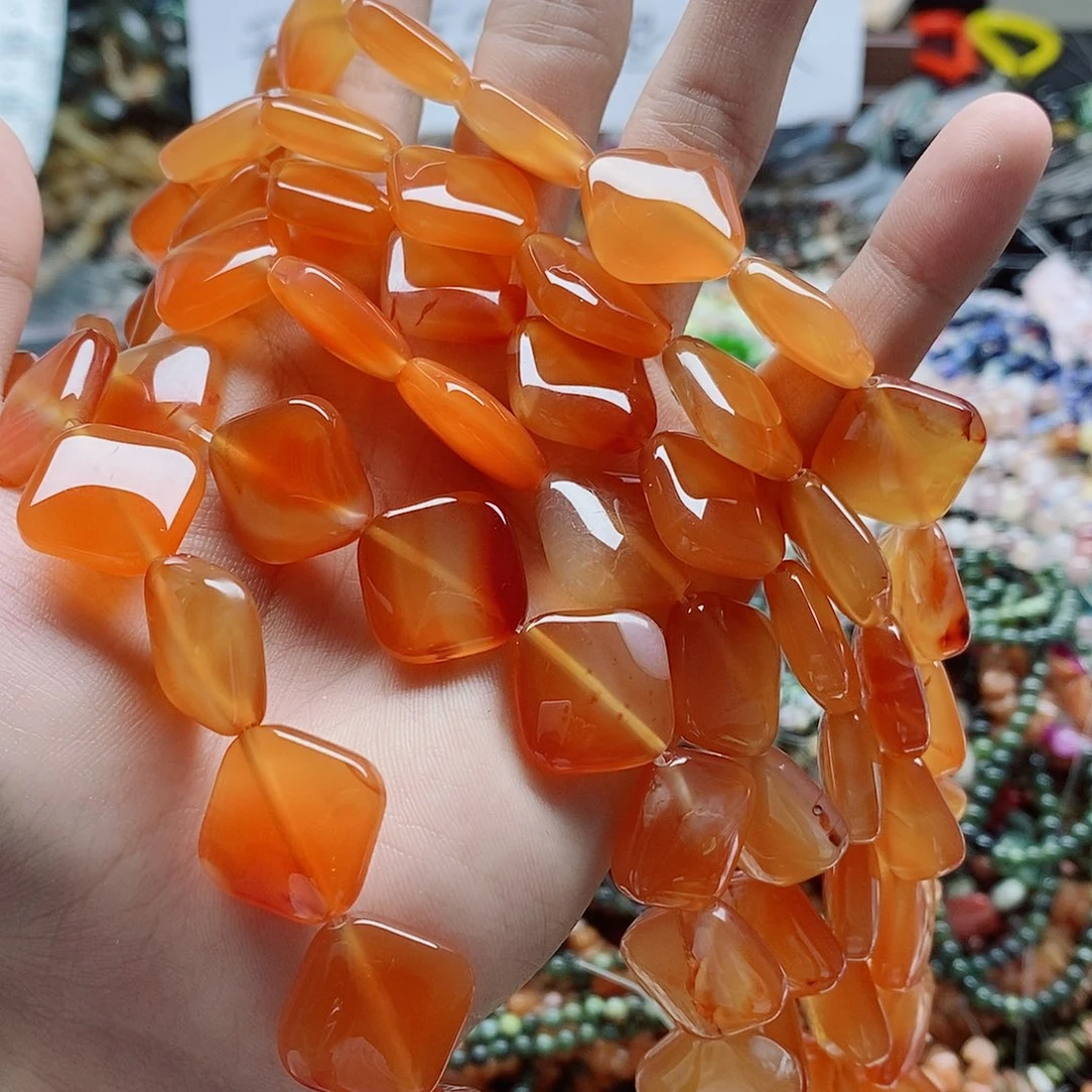 玛瑙/玉髓未镶嵌珠宝半成品一条天然20mm玛瑙对角方块