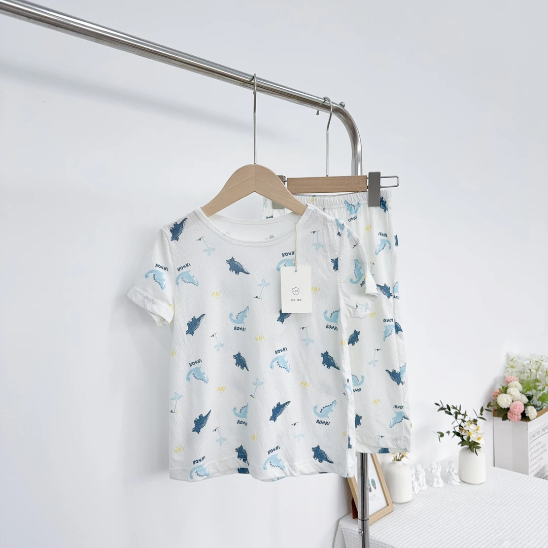 D儿童纯棉A类夏季网眼居家服套装3289