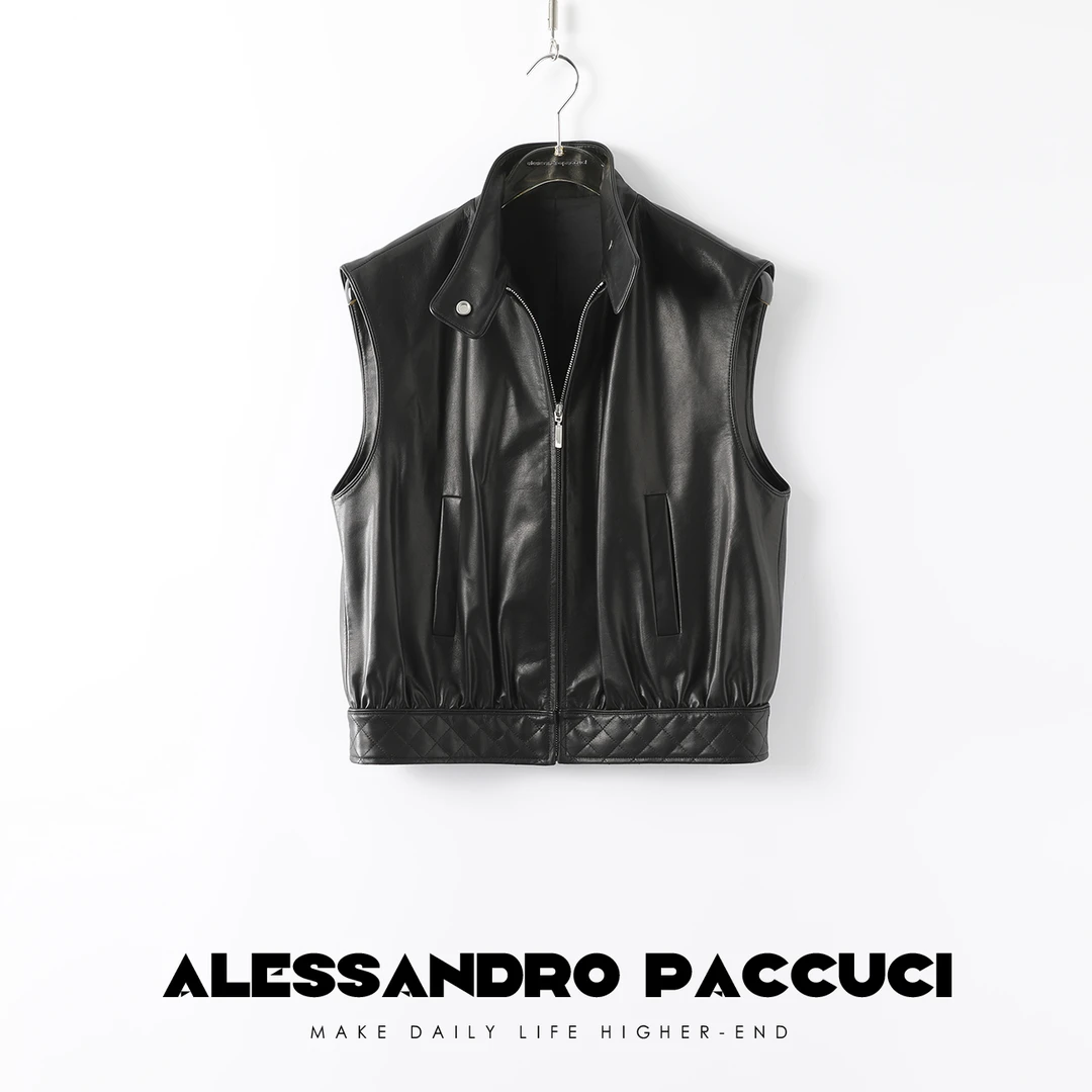 【孤品不退换】洛哥23301X精挑小牛皮 奢光CH*EL机车皮衣马甲