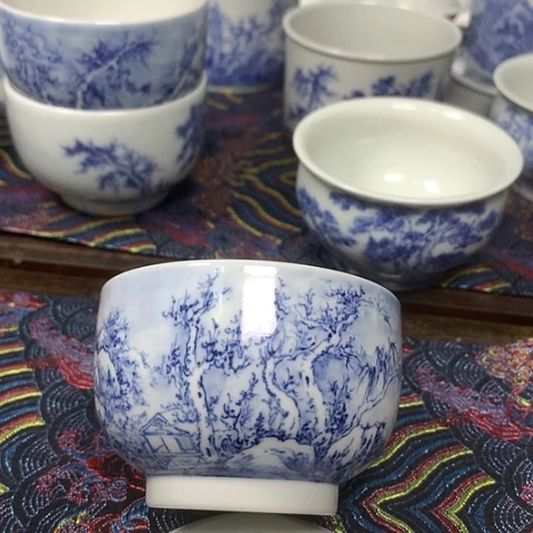 风*大雪景青花山水杯