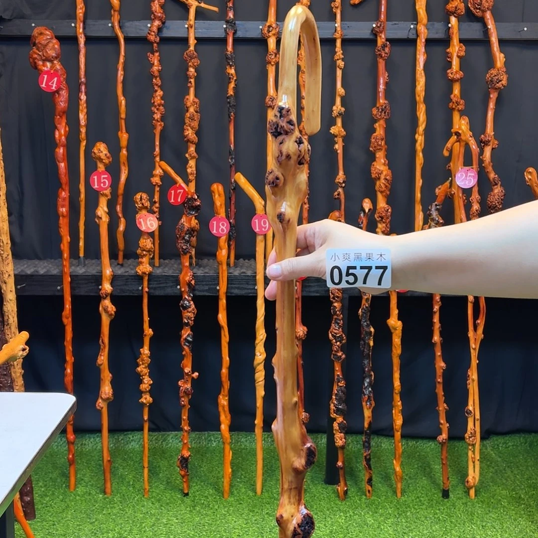 自***肉黑果木拐杖手把件577