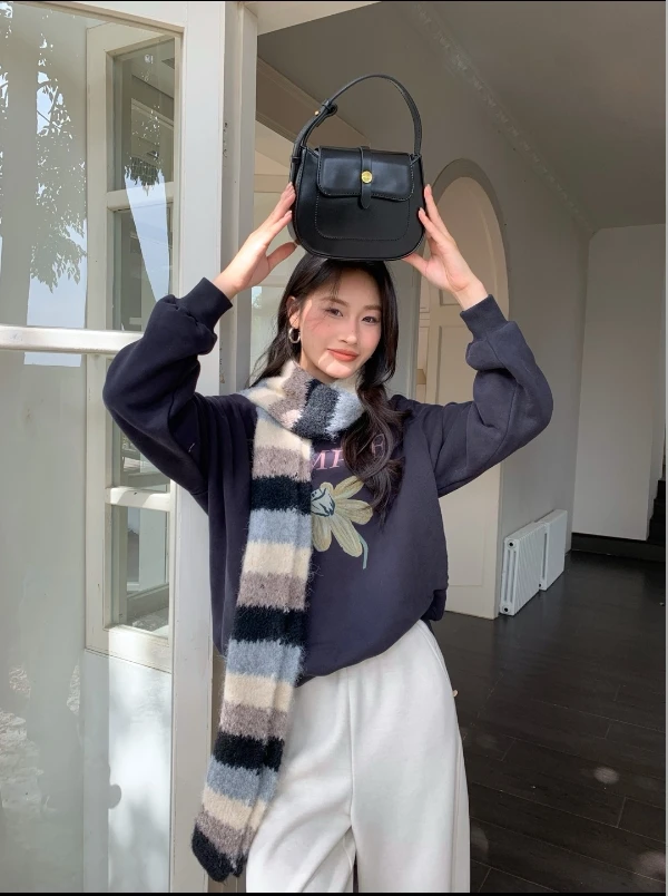 【ARONG阿荣家】印花加绒卫衣24590-杏色蓝色-F