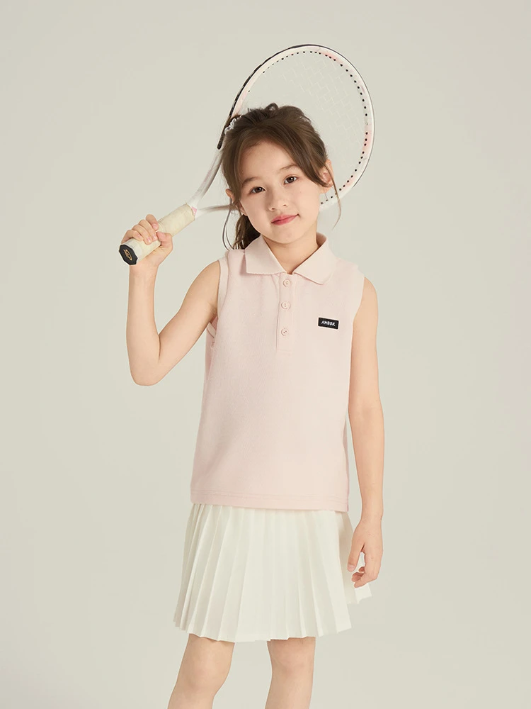 【现货】儿童韩版学院风无袖背心运动Polo翻领上衣25C046-690