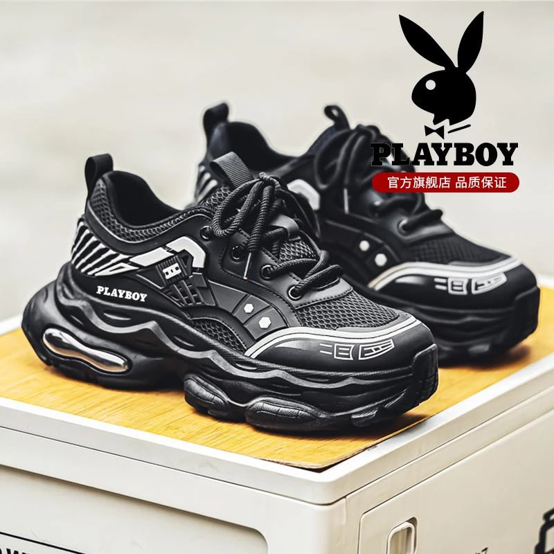 花花公子男鞋2025新款夏季潮流百搭跑步鞋增高厚底透气耐磨老爹鞋