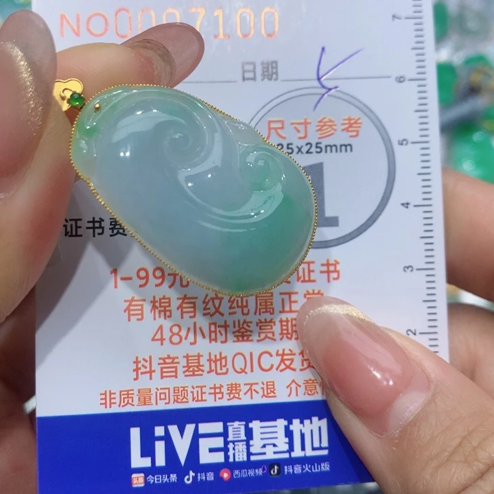 翡翠颈饰18K金镶嵌如意