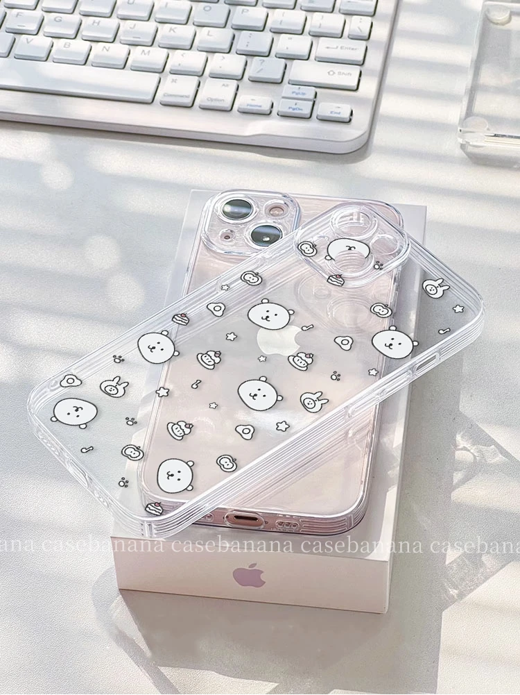 音乐蛋糕自嘲熊适用于苹果全包透明防摔手机壳