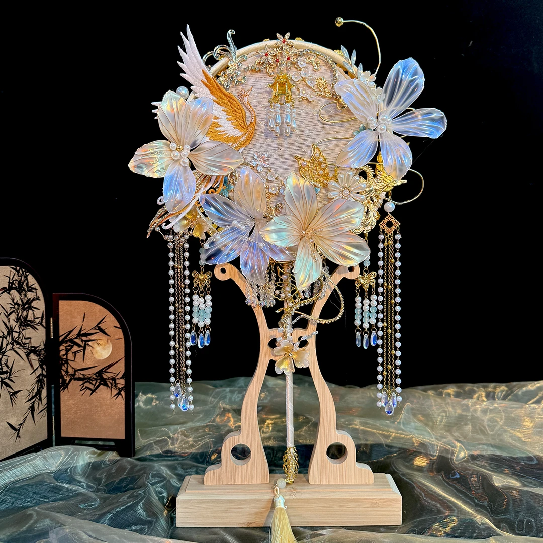 中式婚礼新娘结婚团扇手工diy材料包高档成品扇秀禾喜扇新婚礼物