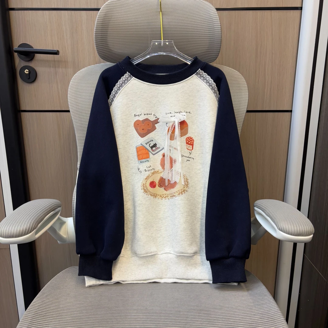 冬款韩版甜点小熊加绒女童圆领卫衣 F222 222 K