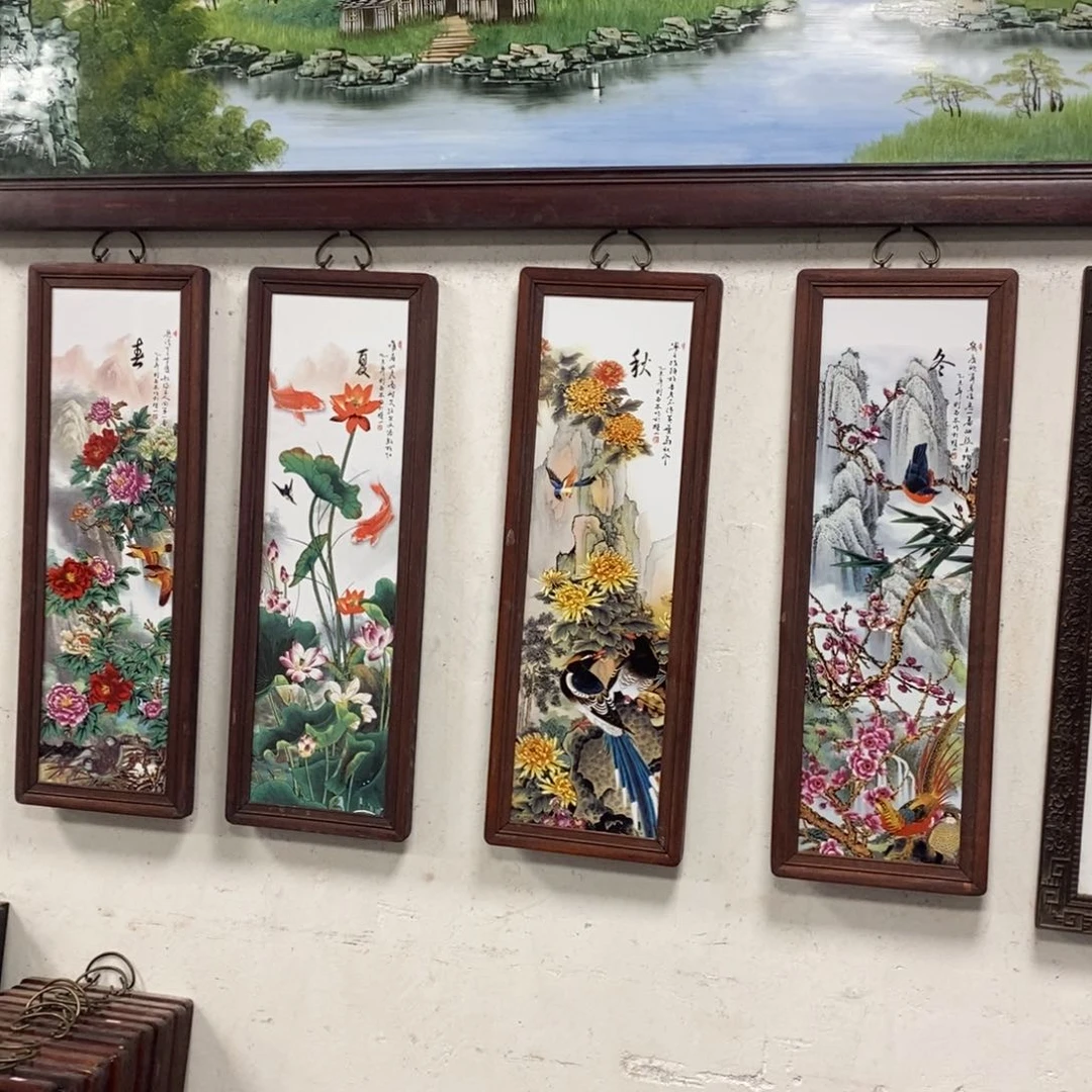 瓷片0*景德镇瓷板画柴窑烧制80*28*4