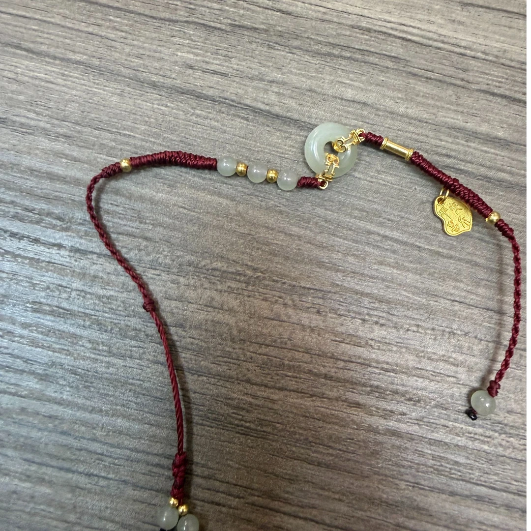和田玉平安扣红绳手链小众简约复古手工编织设计