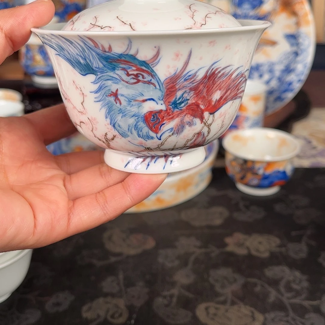 醉**城比翼鸟釉下五彩