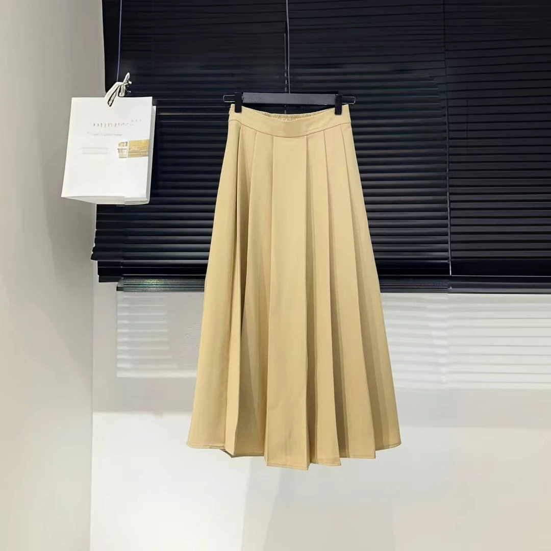 M腰66-88长80温柔穿搭微阔A字半身裙光泽感百搭 9528