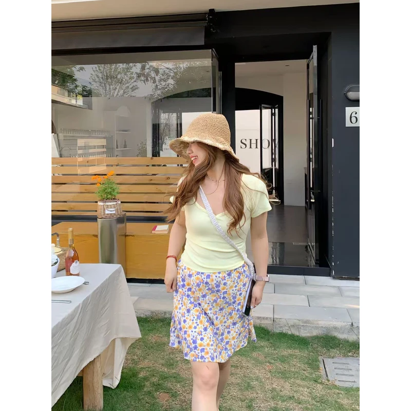 【现货】米米子“仲夏花店”两色花花喇叭花裙型半身中裙夏季新款