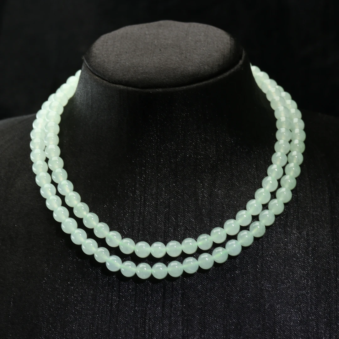 34天然缅甸翡翠A货冰珠串/900206/上海嘉禾拍卖