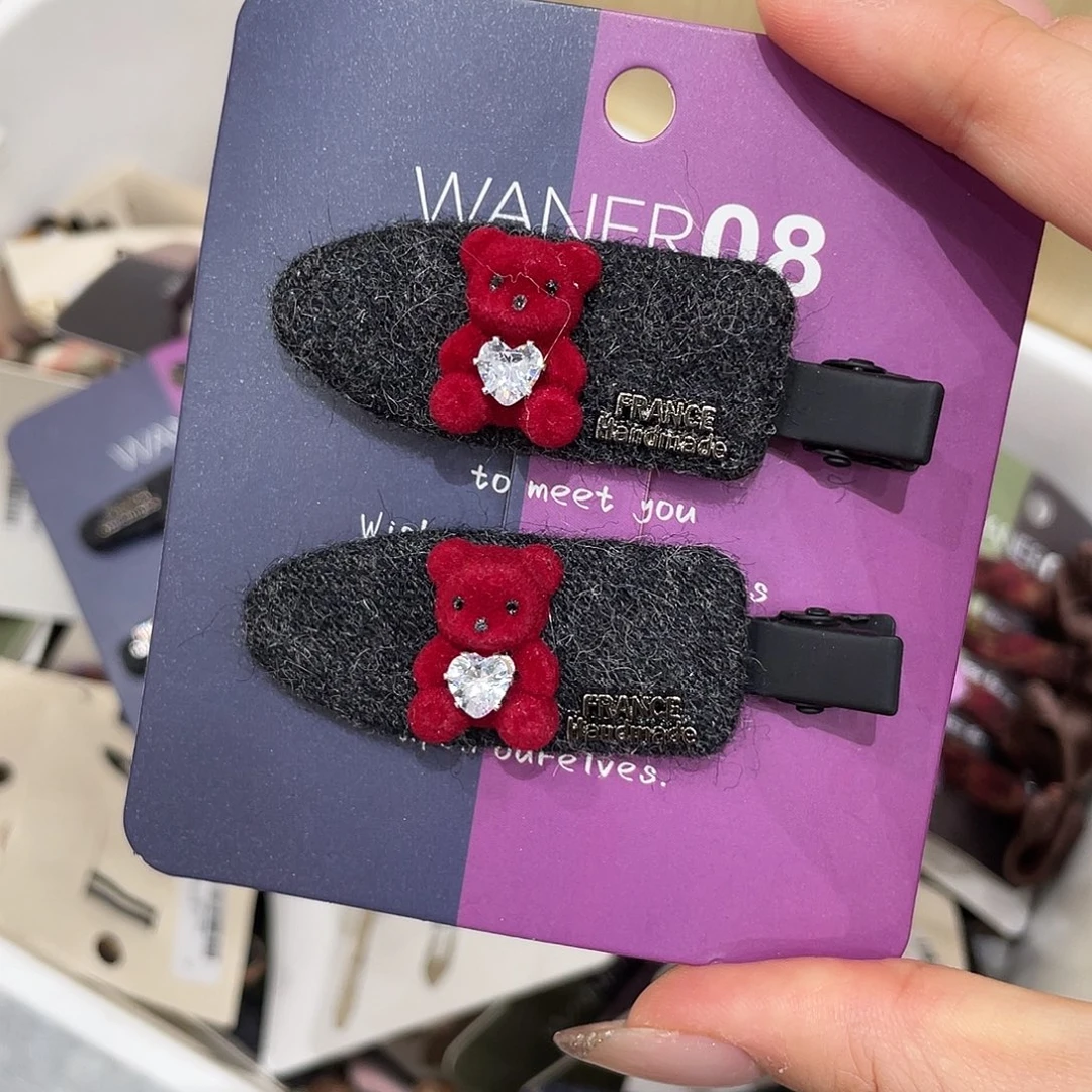 布艺非金属红色小熊无痕