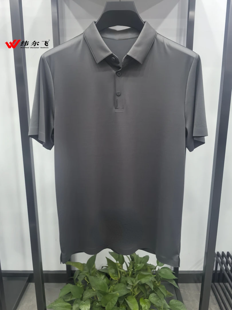 【纬尔飞】夏季休闲常规款合体型修薄款纯色免烫Polo衫开衩商务休闲