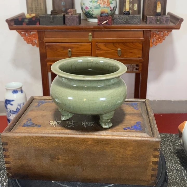奉***琴摆件香炉青瓷茶具套装