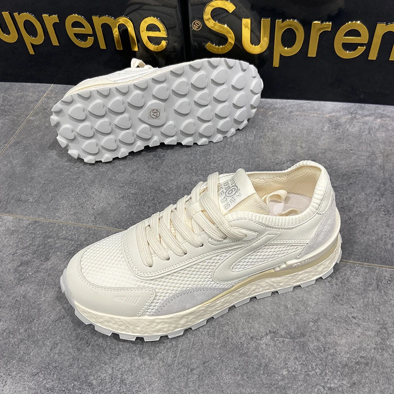 【米格格女鞋】2025网鞋透气休闲内增高小个子德训爆米花软底老爹鞋