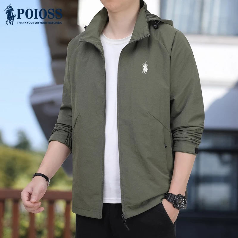 高登保罗男士夹克春秋季外套2025新款百搭休闲可拆卸连帽茄克男款