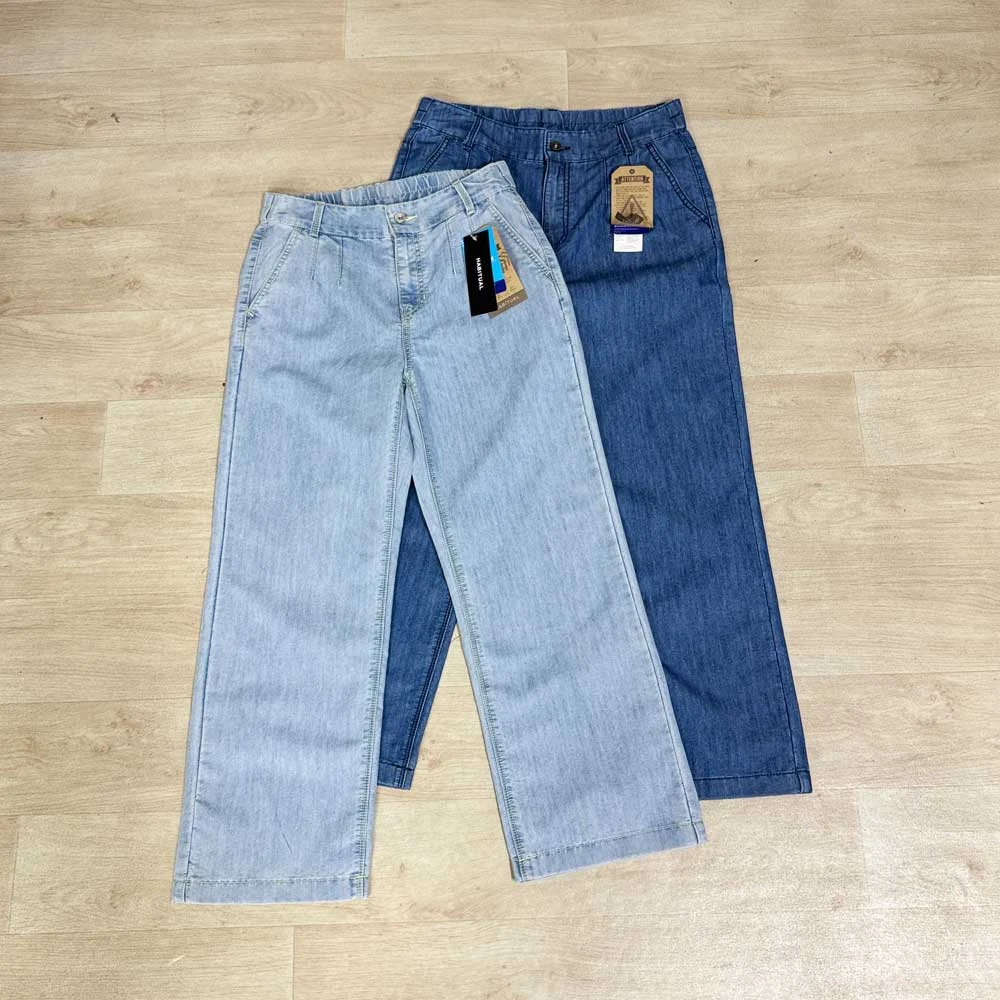 韩国原单女薄款凉感牛仔裤宽松直筒水洗休闲高腰夏透气休闲裤