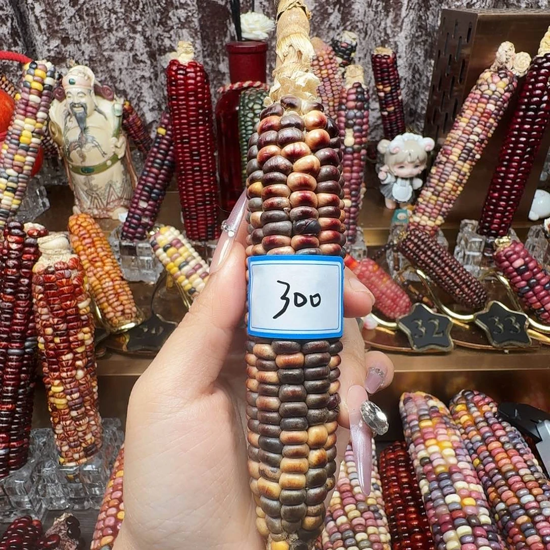 柿***饼银S925梦之城文玩玉米 彩绘山