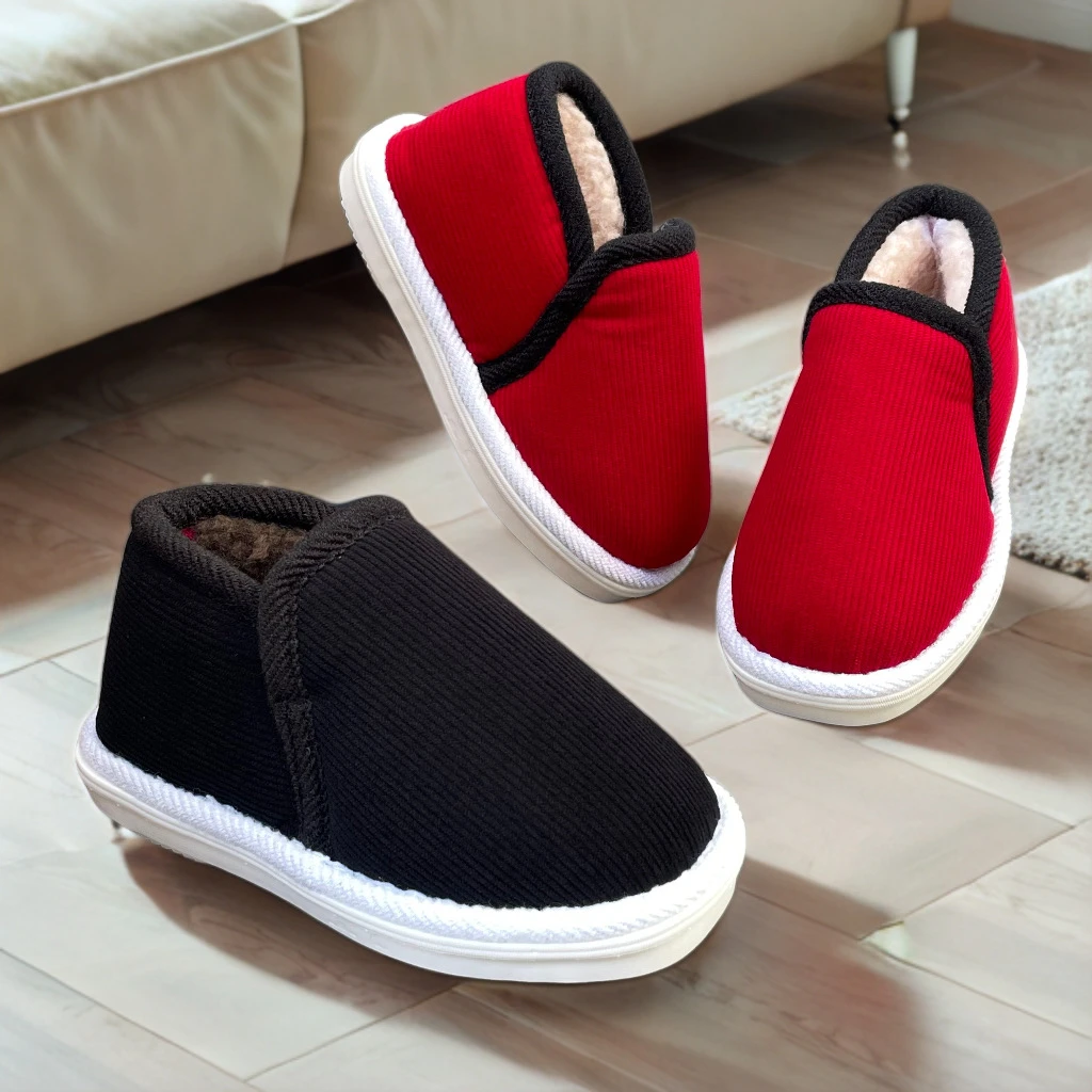 保暖冬季素面休闲风防滑厚款布鞋妈妈鞋棉拖鞋儿童棉鞋