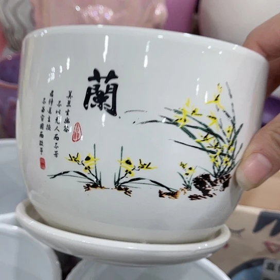 多肉绿植陶瓷花盆9.9包邮，有孔