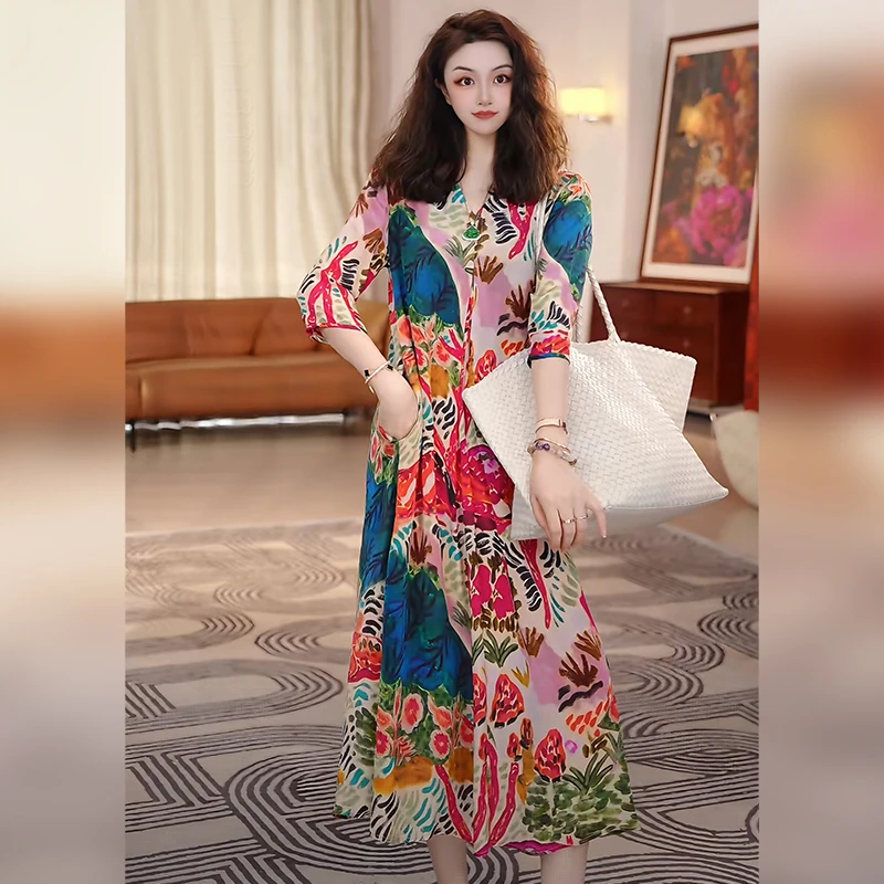 Linda姐高端线【欧若风】新款慵懒风高贵气质连衣裙子AS5LYH0859