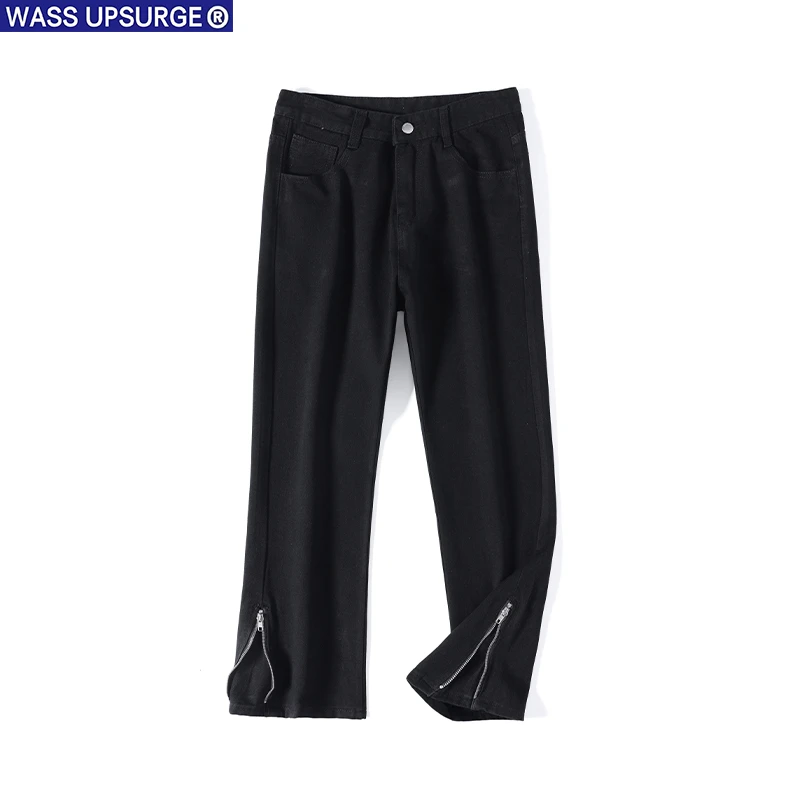 WASS UPSURGE高街美式裤后跟拉链微喇叭国潮西裤垂坠感潮流牛仔裤