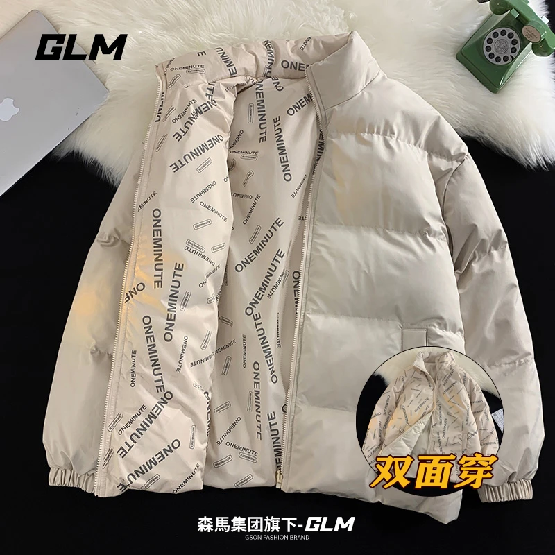GLM敖瑞鹏代言双面穿棉服男情侣款冬季加厚保暖棉衣立领潮流外套