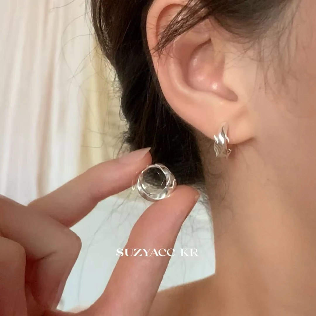 Suzyacc Kr 925银耳饰 【圆环耳扣】耳钉气质百搭小众简约DE0095