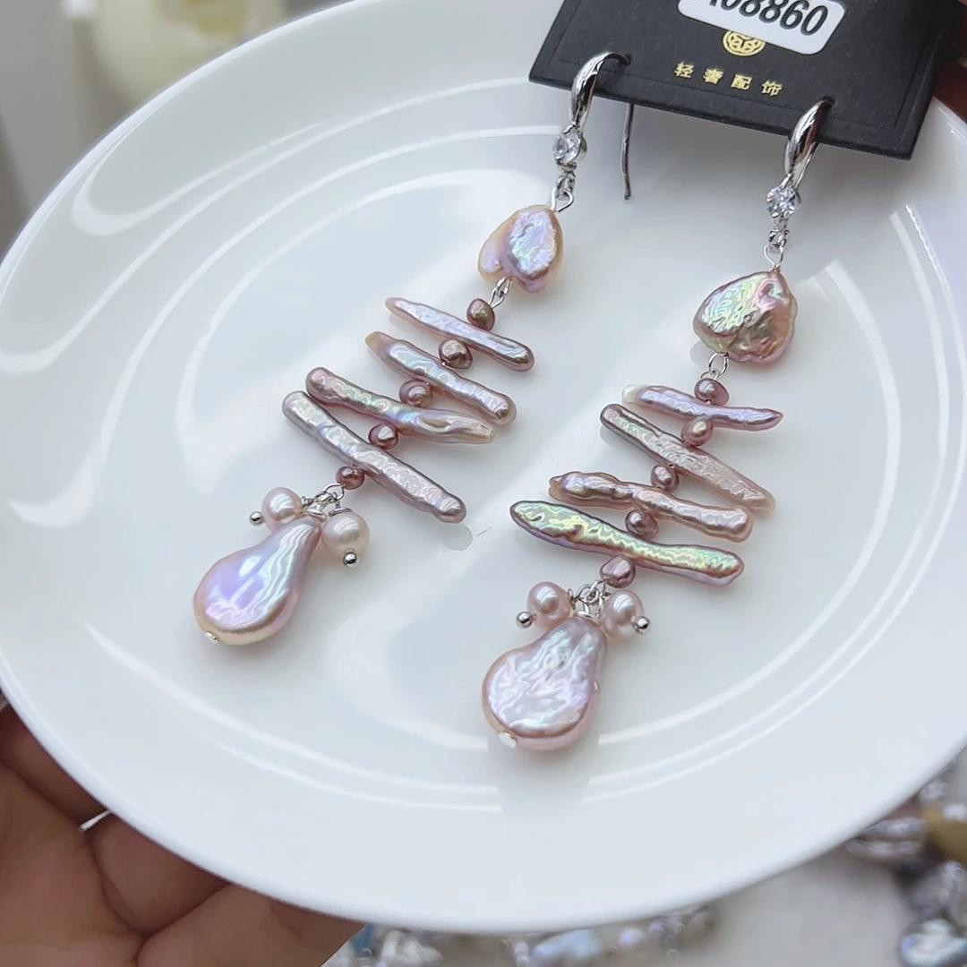 淡水珍珠耳饰银S925镶嵌