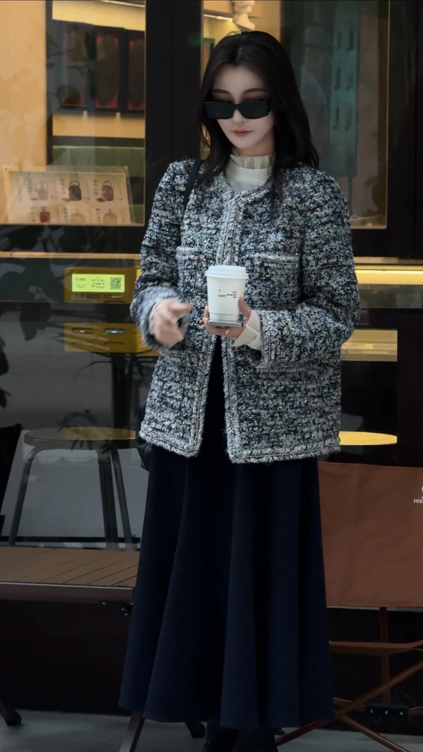 NINGLYNN STUDIO【雾玉】鹅绒气质圆领小香风外套羽绒服 361104