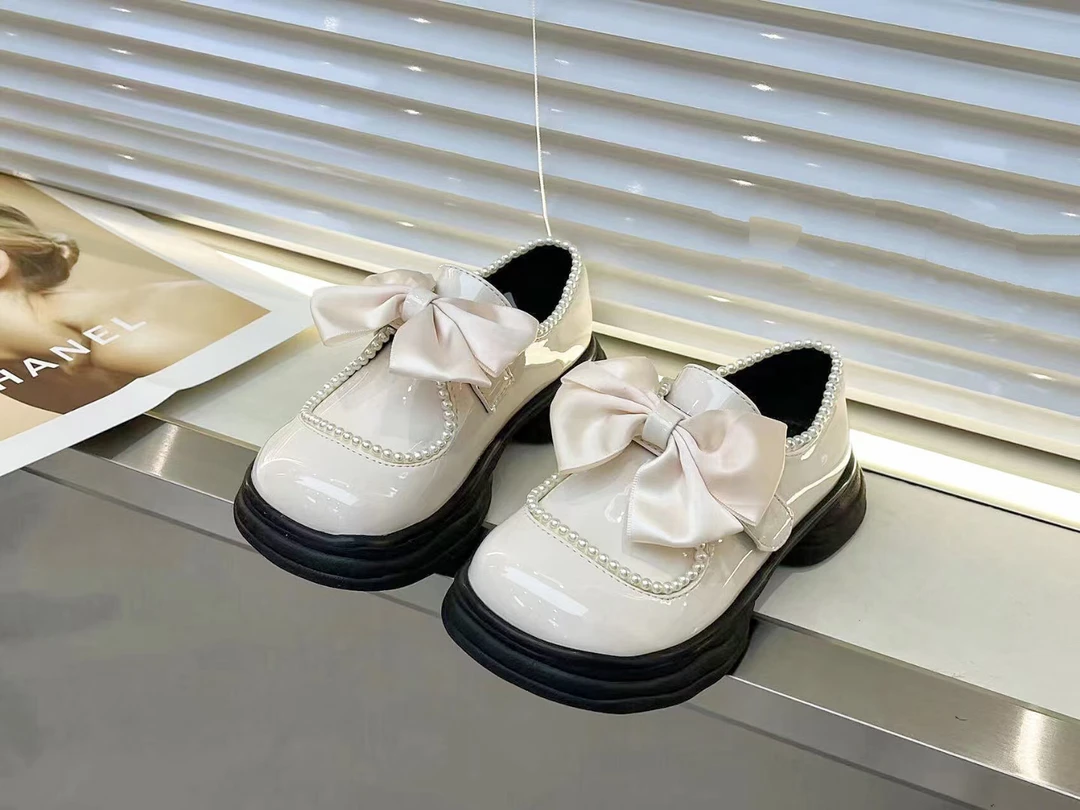 车缝线合成革公主春秋魔术贴皮鞋法式乐福鞋日系圆头