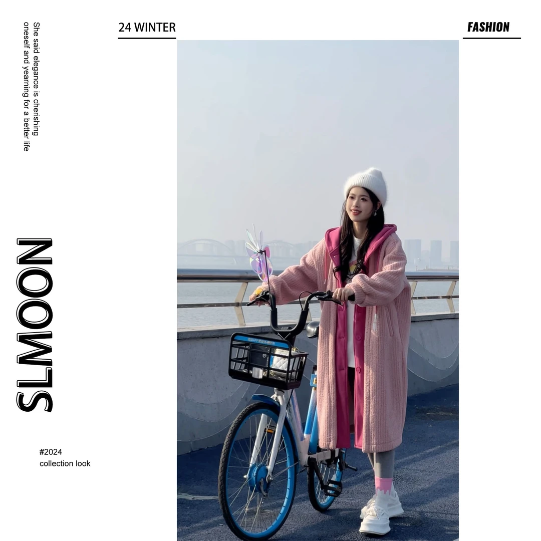 【大潘优品】【浆果草莓】加绒外套预CDP3WT819百搭连帽加厚气质