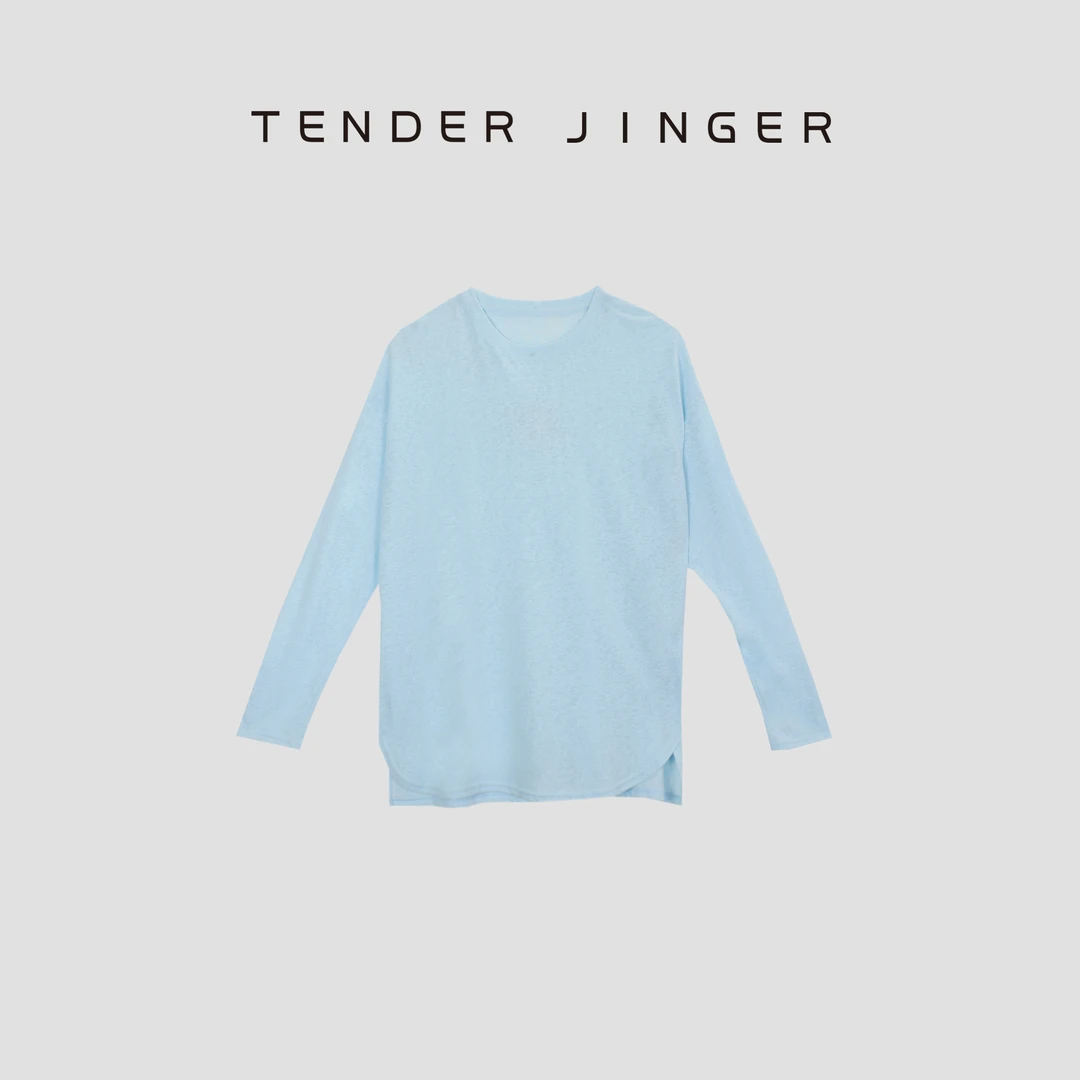 Tender Jinger雨露麻袖扣廓形长袖T恤T53JLL30544