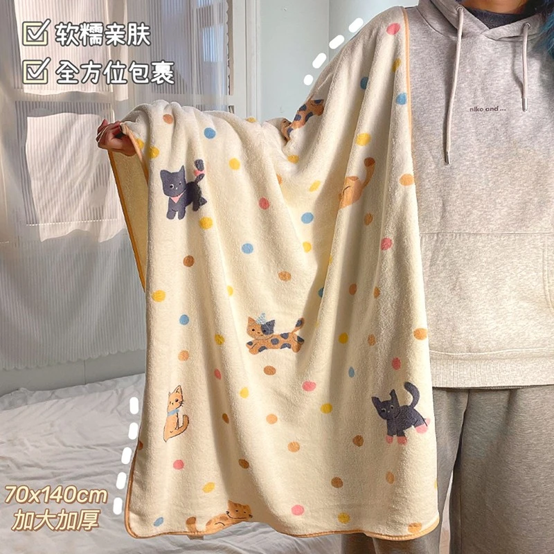 高颜值多巴胺浴巾家用成人裹巾毛巾柔软珊瑚绒可爱软糯洗澡沐浴巾