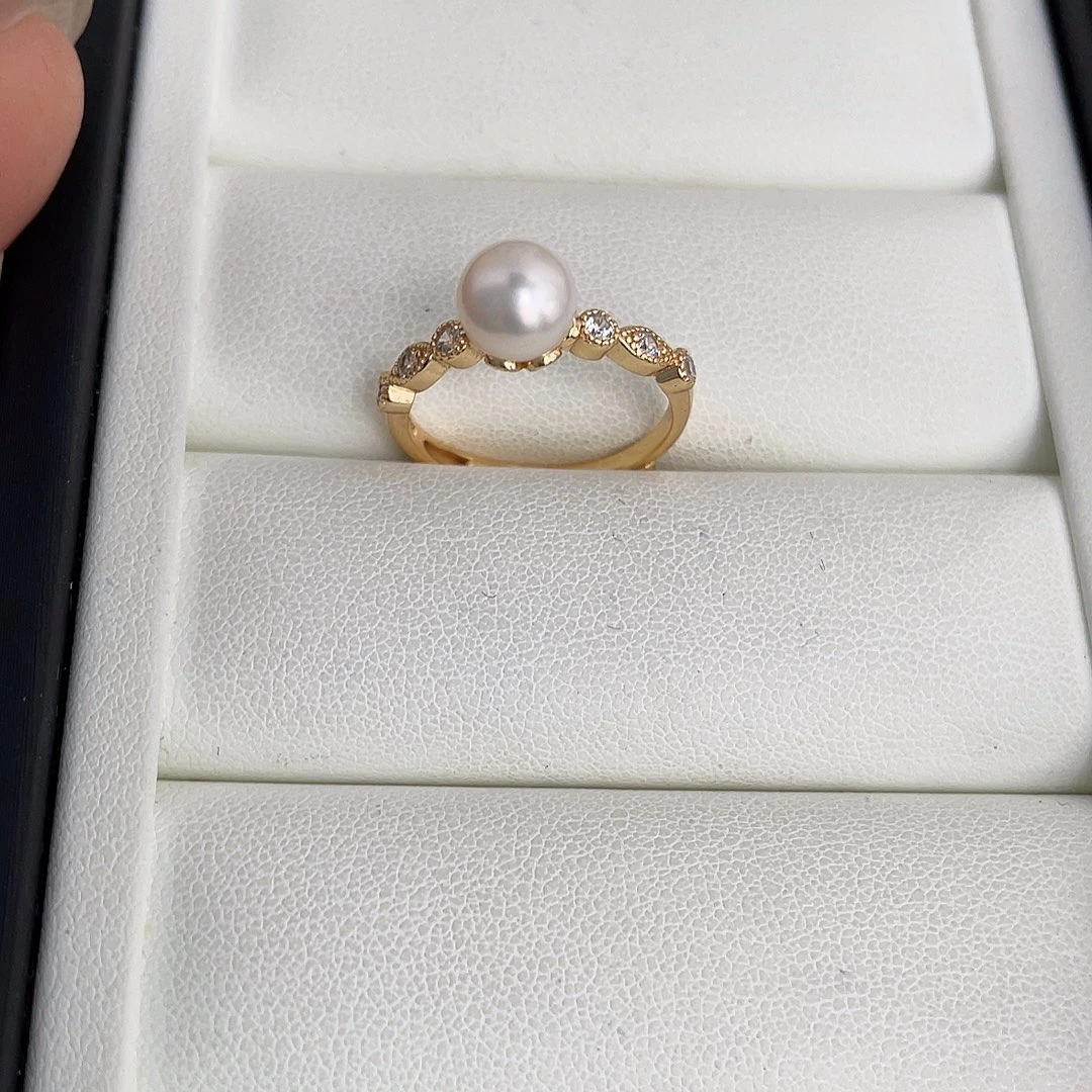 银S925镶嵌戒指海水珍珠